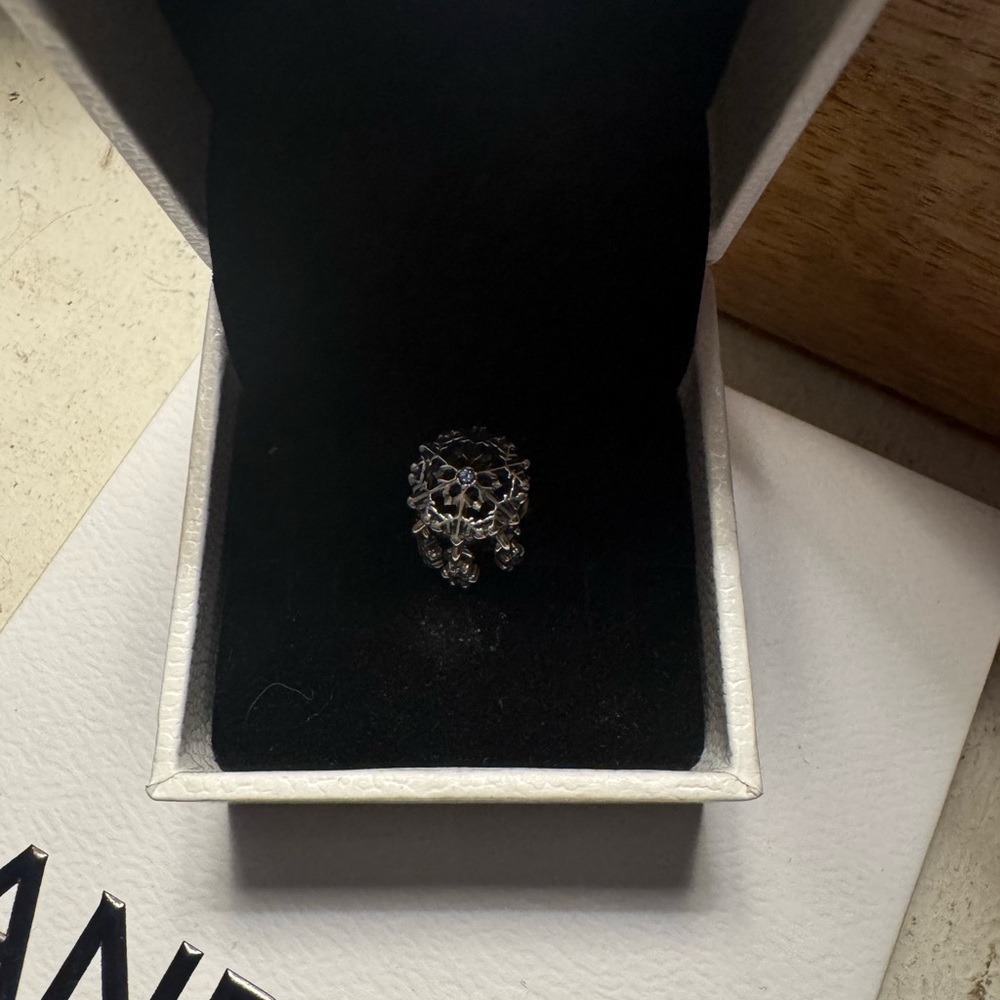 Pandora Snowflake with blue stone dangles